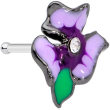 Load image into Gallery viewer, 20G 1/4 Clear Gem Purple Iris Nose Bone
