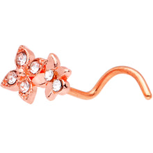 将图片加载到图库查看器，20G 1/4 Clear Gem Rose Gold Hue Butterfly Flower Nose Ring Screw
