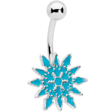 Load image into Gallery viewer, Aqua Gem Winter Snowflake Christmas Belly Ring
