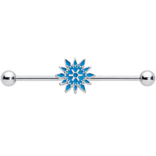 Load image into Gallery viewer, 14G Blue Winter Snowflake Christmas Industrial Barbell 38mm
