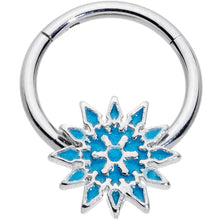 将图片加载到图库查看器，16G 3/8 Blue Winter Snowflake Christmas Hinged Segment Ring

