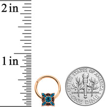 将图片加载到图库查看器，16G 3/8 Aqua Gem Rose Gold Tone Renaissance Hinged Segment Ring
