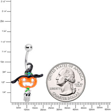 将图片加载到图库查看器，Witch Hat Pumpkin Tiny Ghost Halloween Belly Ring
