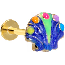 Load image into Gallery viewer, 16G 5/16 Gold Tone Blue Shell Labret Monroe Tragus
