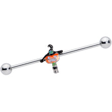 Load image into Gallery viewer, 14G Blue Gem Witch Hat Pumpkin Halloween Industrial Barbell 38mm
