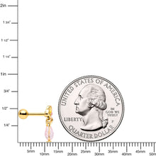 Load image into Gallery viewer, 16G 1/4 Pink Gem Gold Tone Bow Dangle Cartilage Tragus Earring
