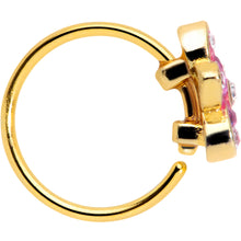 Load image into Gallery viewer, 20G 5/16 Clear Purple Gem Gold Tone Fabulous Flower Nose Hoop
