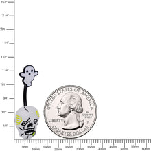 Load image into Gallery viewer, Black White Yellow Scary Skull Ghost Halloween Belly Ring
