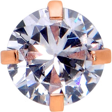 Load image into Gallery viewer, Clear CZ Gem Rose Gold Tone Circle Top Barbell Tongue Ring
