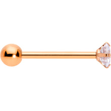 Load image into Gallery viewer, Clear CZ Gem Rose Gold Tone Circle Top Barbell Tongue Ring
