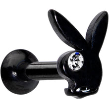 将图片加载到图库查看器，16G 1/4 Licensed Playboy Clear CZ Black Internal Thread Labret

