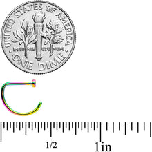 Load image into Gallery viewer, 20G 5/16 Rainbow Implant Grade Titanium D Shape Nose Hoop
