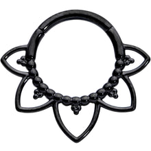 将图片加载到图库查看器，16G 5/16 Black Open Petal Flower Hinged Segment Ring
