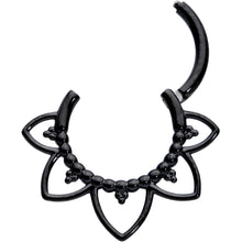 将图片加载到图库查看器，16G 5/16 Black Open Petal Flower Hinged Segment Ring
