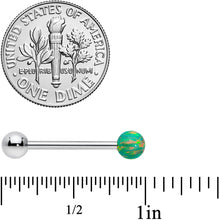 Load image into Gallery viewer, Green Synthetic Opal Ball End Barbell Tongue Ring
