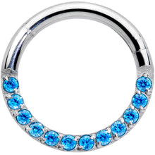 Load image into Gallery viewer, 16G 5/16 Aqua Gem Paved Elegance Hinged Segment Ring
