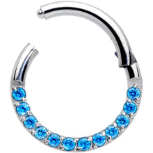 Load image into Gallery viewer, 16G 5/16 Aqua Gem Paved Elegance Hinged Segment Ring
