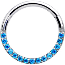 Load image into Gallery viewer, 16G 3/8 Aqua Gem Paved Elegance Hinged Segment Ring
