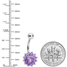 将图片加载到图库查看器，Purple Gem Rococo Flower Belly Ring
