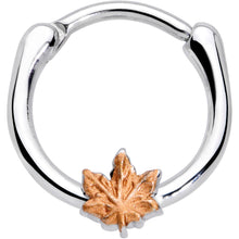 Load image into Gallery viewer, 16G 3/8 Rose Gold Tone Fall Autumn Leaf Cartilage Clicker
