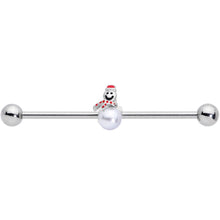 Load image into Gallery viewer, 14G Pearlescent Orb Snowman Christmas Industrial Barbell 38mm
