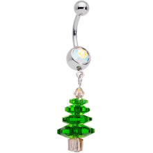将图片加载到图库查看器，Aurora Green Gem Christmas Tree Holiday Dangle Belly Ring
