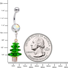 将图片加载到图库查看器，Aurora Green Gem Christmas Tree Holiday Dangle Belly Ring

