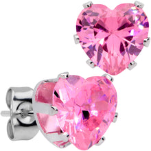 将图片加载到图库查看器，Pink Gem Valentine Heart Steel Post Stud Earrings
