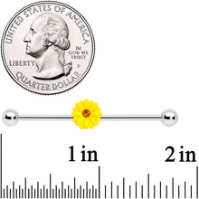 Load image into Gallery viewer, 14G Yellow Gem Yellow Sunflower Industrial Barbell 38mm
