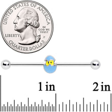 Load image into Gallery viewer, 14G Blue Easter Egg Chick Industrial Barbell 38mm
