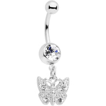 Load image into Gallery viewer, Clear Gem Baroque Butterfly Dangle Belly Ring

