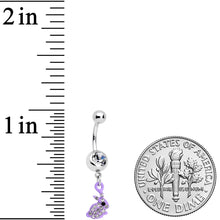 将图片加载到图库查看器，Clear Gem Purple Easter Bunny Dangle Belly Ring
