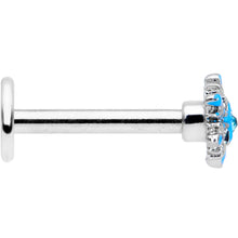 Load image into Gallery viewer, 16G 5/16 Aqua Gem Winter Snowflake Christmas Labret Monroe Tragus
