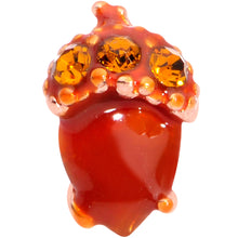 Load image into Gallery viewer, 16G 5/16 Rose Gold Hue Brown Gem Fall Acorn Labret Monroe Tragus
