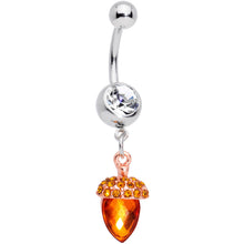 将图片加载到图库查看器，Clear Brown Gem Fall Autumn Acorn Dangle Belly Ring
