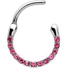 Load image into Gallery viewer, 16G 3/8 Pink Gem Paved Cartilage Clicker

