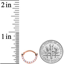 Load image into Gallery viewer, 16G 5/16 Aurora Gem Rose Gold Tone Paved Cartilage Clicker
