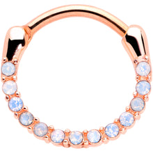 Load image into Gallery viewer, 16G 3/8 Aurora Gem Rose Gold Tone Paved Cartilage Clicker
