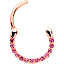 Load image into Gallery viewer, 16G 3/8 Pink Gem Rose Gold Tone Paved Cartilage Clicker

