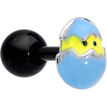 Load image into Gallery viewer, 16G 1/4 Black Blue Easter Egg Chick Cartilage Tragus Earring
