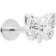 Load image into Gallery viewer, 16G 5/16 Clear Gem Butterfly Labret Monroe Tragus
