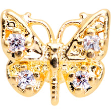 Load image into Gallery viewer, 16G 5/16 Clear Gem Gold Tone Butterfly Labret Monroe Tragus
