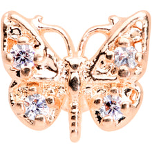 Load image into Gallery viewer, 16G 5/16 Clear Gem Rose Gold Tone Butterfly Labret Monroe Tragus

