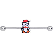 Load image into Gallery viewer, 14G Santa Penguin Christmas Industrial Barbell 38mm
