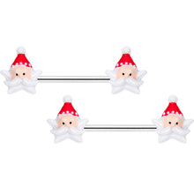 Load image into Gallery viewer, 14G 9/16 Santas Beard Holiday Christmas Barbell Nipple Ring Set
