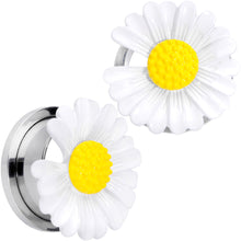将图片加载到图库查看器，White Daisy Flower Screw Fit Plug Set
