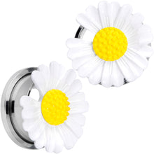 将图片加载到图库查看器，White Daisy Flower Screw Fit Plug Set
