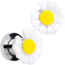 将图片加载到图库查看器，White Daisy Flower Screw Fit Plug Set
