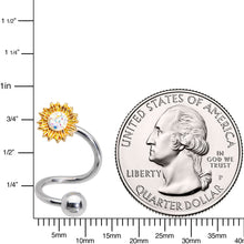 Load image into Gallery viewer, Aurora Gem Scintillating Sunflower Spiral Twister Belly Ring
