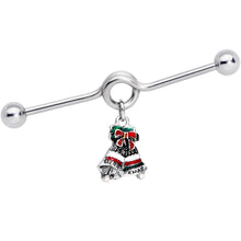 将图片加载到图库查看器，14G Red White Green Bell Christmas Dangle Project Barbell 38mm
